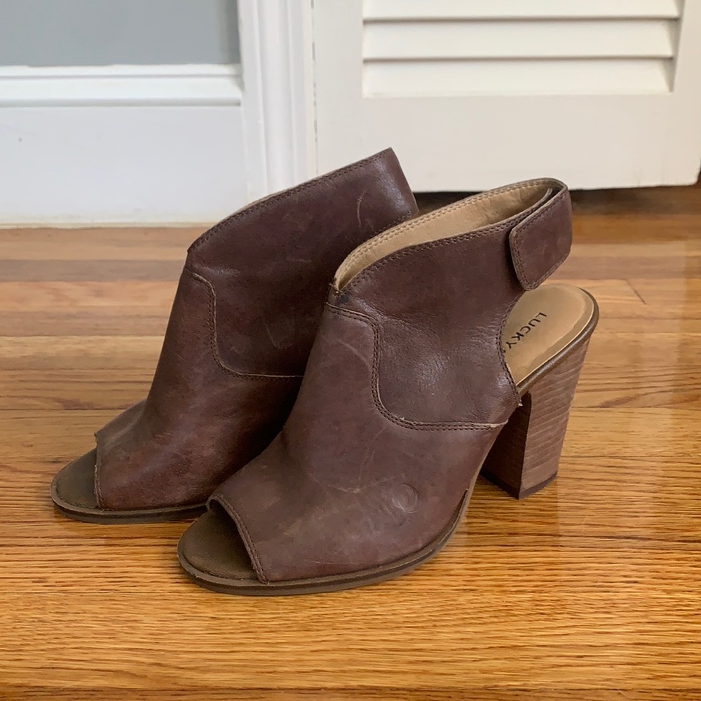 Lucky Brand Leather Peep Toe Booties